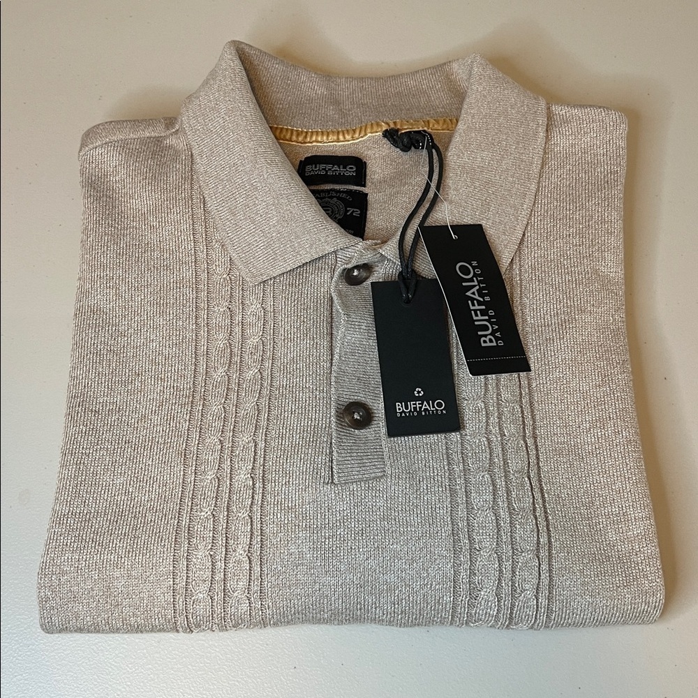 Buffalo David Bitton Polo Sweater Beige Size XL NWT